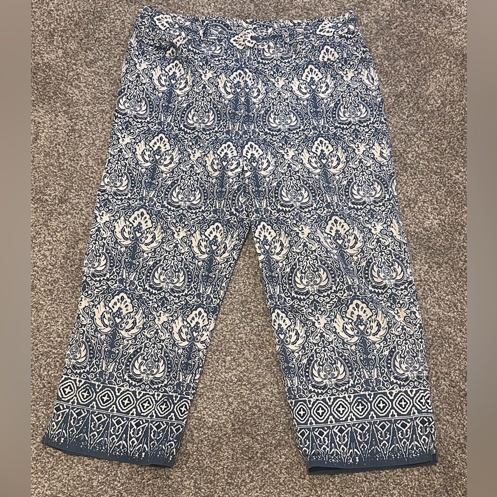 Ralph Lauren Navy and White Printed Capri Pants